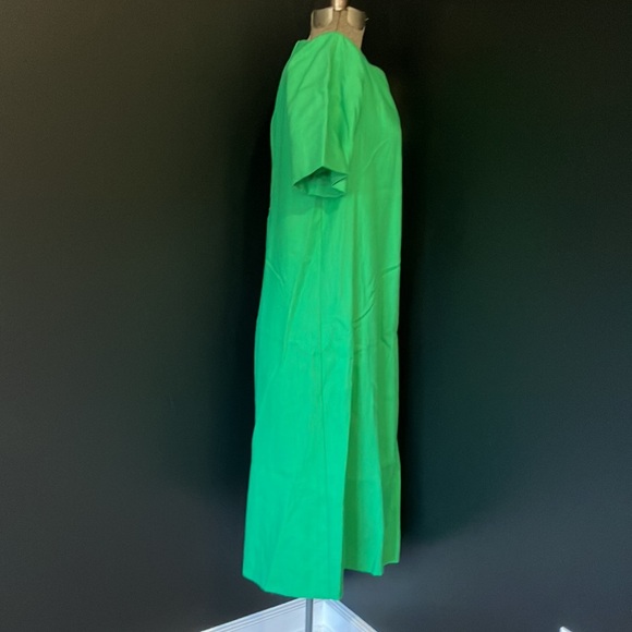Vintage 80s J. Ellis White & Green Asymmetric Half-pleated Dress - Picture 4 of 12